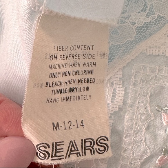 Vintage Sears Powder Blue Lace Nightgown Cottagecore Soft Girl Y2K Sleepwear M/L - Picture 12 of 14